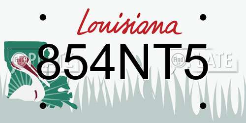 854NT5 Louisiana License Plate