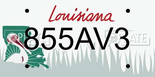 855AV3 Louisiana License Plate