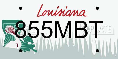 855MBT Louisiana License Plate