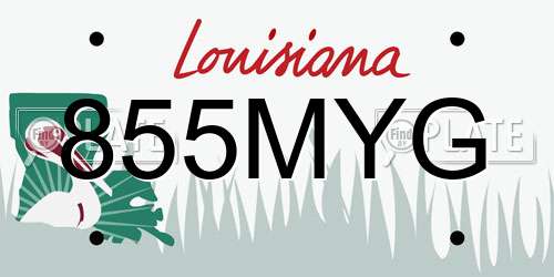 855MYG Louisiana License Plate
