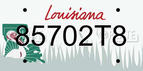 85702T8 Louisiana License Plate