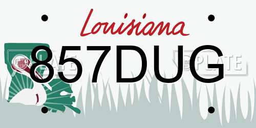 857DUG Louisiana License Plate