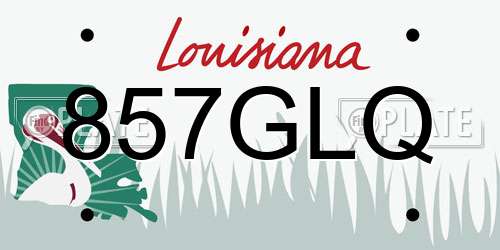 857GLQ Louisiana License Plate