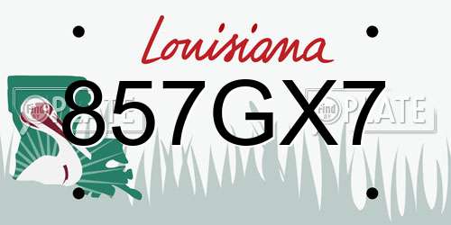 857GX7 Louisiana License Plate