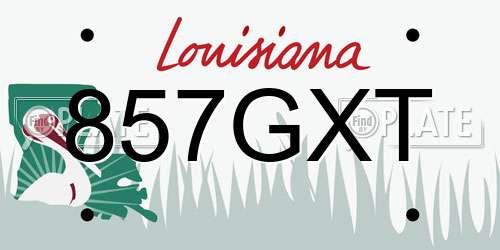 857GXT Louisiana License Plate