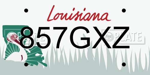 857GXZ Louisiana License Plate
