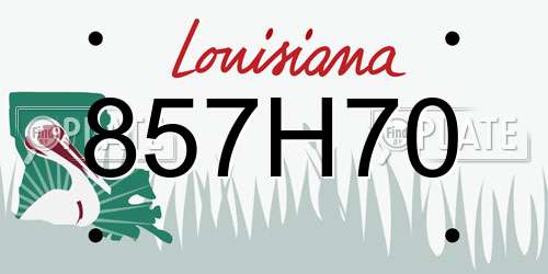 857H70 Louisiana License Plate