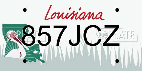 857JCZ Louisiana License Plate