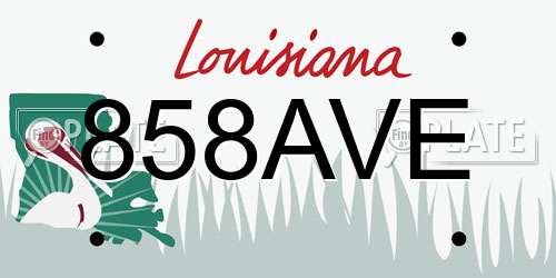 858AVE Louisiana License Plate