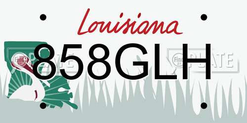 858GLH Louisiana License Plate