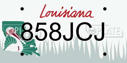 858JCJ Louisiana License Plate