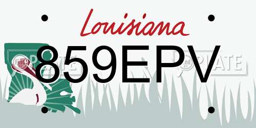 859EPV Louisiana License Plate