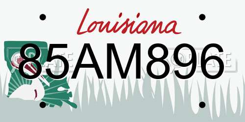 85AM896 Louisiana License Plate