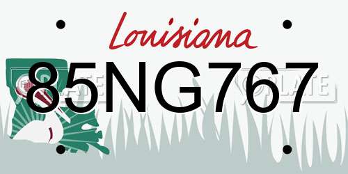 85NG767 Louisiana License Plate