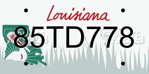 85TD778 Louisiana License Plate