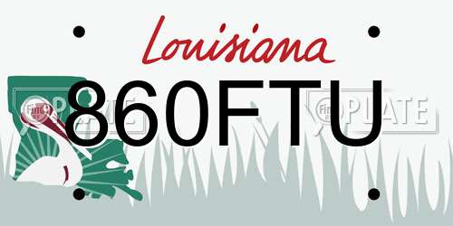 860FTU Louisiana License Plate