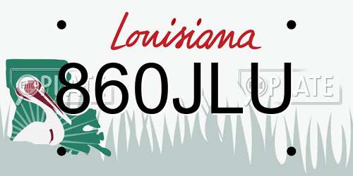 860JLU Louisiana License Plate