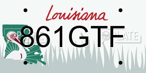 861GTF Louisiana License Plate