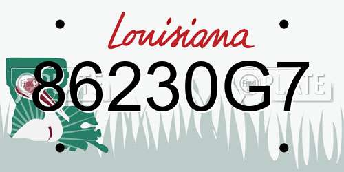 86230G7 Louisiana License Plate