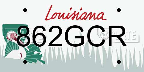 862GCR Louisiana License Plate