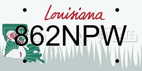 862NPW Louisiana License Plate