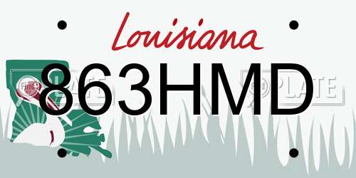 863HMD Louisiana License Plate