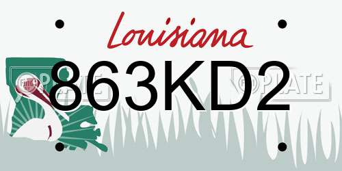 863KD2 Louisiana License Plate