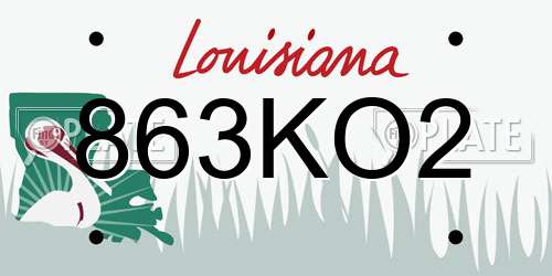 863KO2 Louisiana License Plate