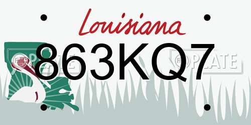863KQ7 Louisiana License Plate