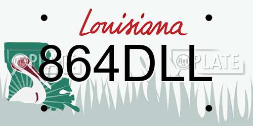 864DLL Louisiana License Plate