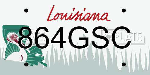 864GSC Louisiana License Plate