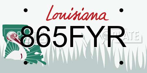 865FYR Louisiana License Plate