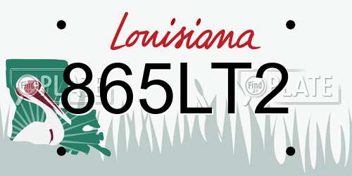 865LT2 Louisiana License Plate