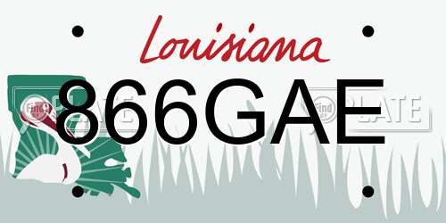866GAE Louisiana License Plate