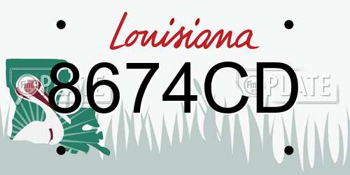 8674CD Louisiana License Plate