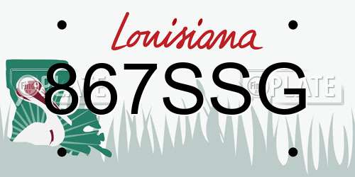 867SSG Louisiana License Plate