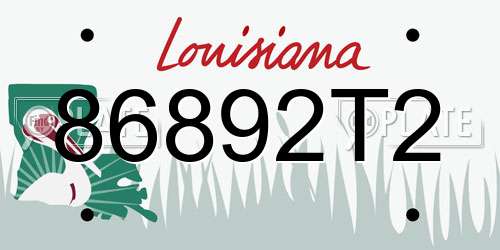 86892T2 Louisiana License Plate