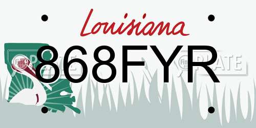 868FYR Louisiana License Plate