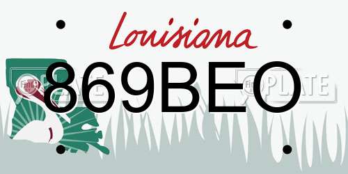 869BEO Louisiana License Plate
