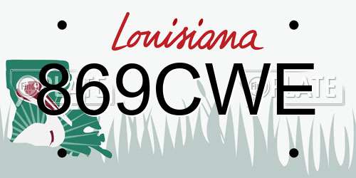 869CWE Louisiana License Plate