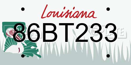 86BT233 Louisiana License Plate