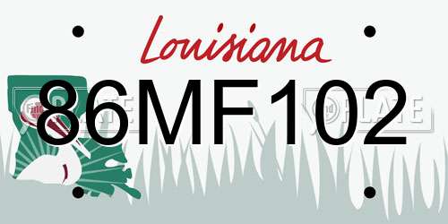 86MF102 Louisiana License Plate