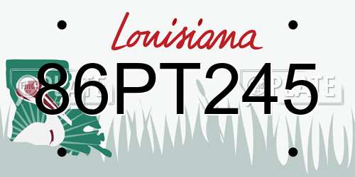 86PT245 Louisiana License Plate