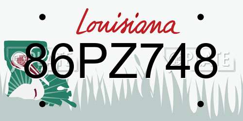 86PZ748 Louisiana License Plate