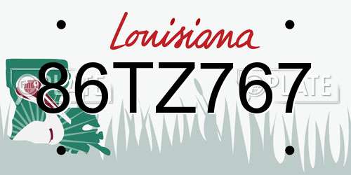 86TZ767 Louisiana License Plate