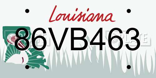 86VB463 Louisiana License Plate