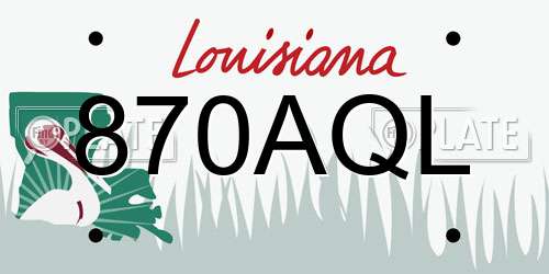 870AQL Louisiana License Plate