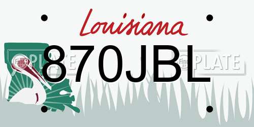 870JBL Louisiana License Plate