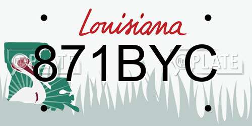 871BYC Louisiana License Plate