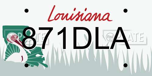 871DLA Louisiana License Plate